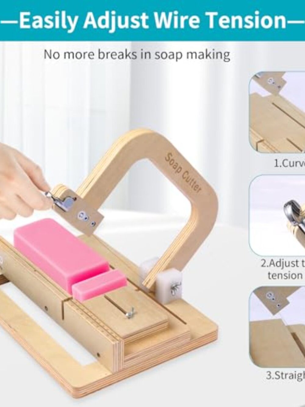 New in box Soap Cutter, Adjustable Wooden Soap Cutter with Stainless Steel Wire, - Picture 5 of 6